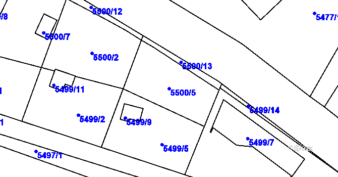 Parcela st. 5500/5 v KÚ Jihlava, Katastrální mapa