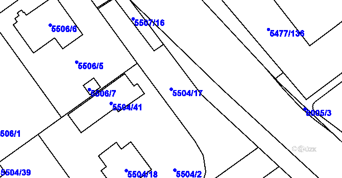 Parcela st. 5504/17 v KÚ Jihlava, Katastrální mapa