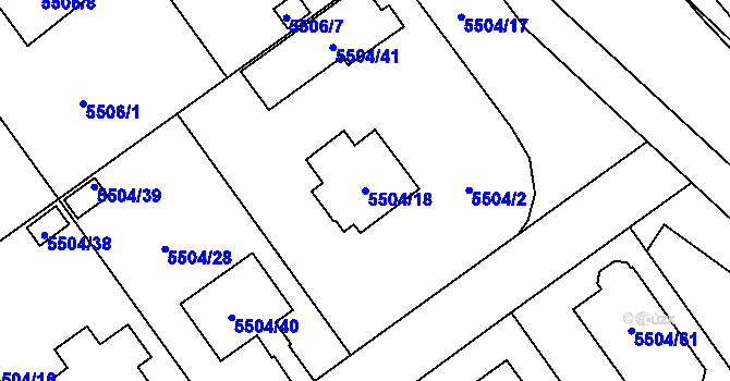 Parcela st. 5504/18 v KÚ Jihlava, Katastrální mapa