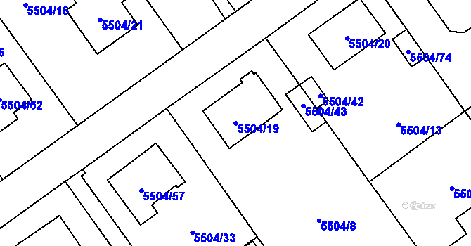 Parcela st. 5504/19 v KÚ Jihlava, Katastrální mapa