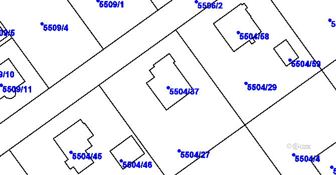 Parcela st. 5504/37 v KÚ Jihlava, Katastrální mapa