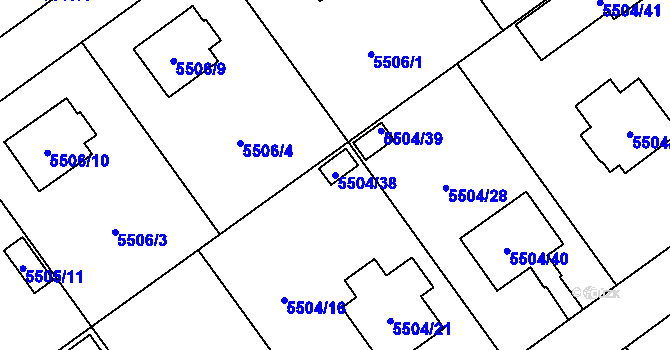 Parcela st. 5504/38 v KÚ Jihlava, Katastrální mapa