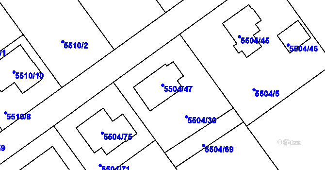 Parcela st. 5504/47 v KÚ Jihlava, Katastrální mapa