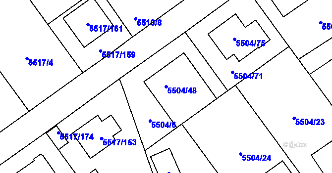 Parcela st. 5504/48 v KÚ Jihlava, Katastrální mapa