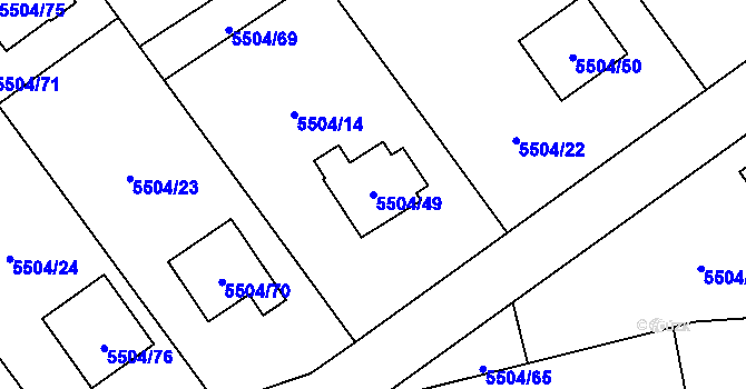 Parcela st. 5504/49 v KÚ Jihlava, Katastrální mapa