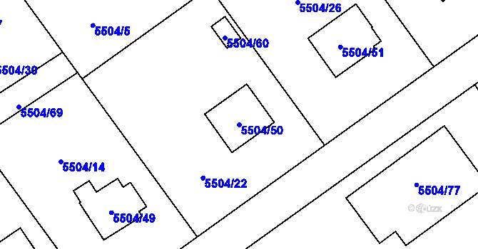 Parcela st. 5504/50 v KÚ Jihlava, Katastrální mapa