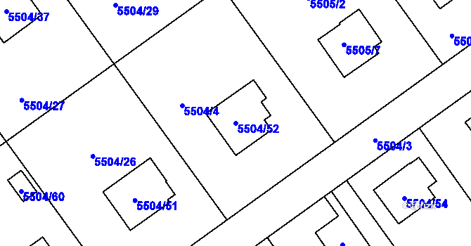 Parcela st. 5504/52 v KÚ Jihlava, Katastrální mapa
