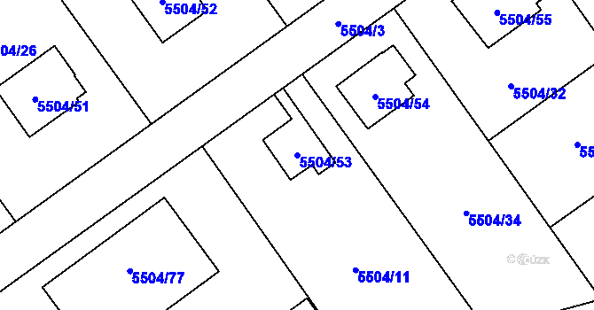 Parcela st. 5504/53 v KÚ Jihlava, Katastrální mapa