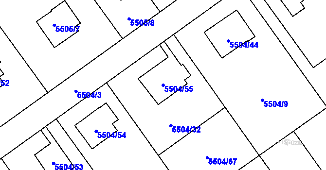 Parcela st. 5504/55 v KÚ Jihlava, Katastrální mapa