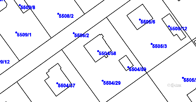 Parcela st. 5504/58 v KÚ Jihlava, Katastrální mapa