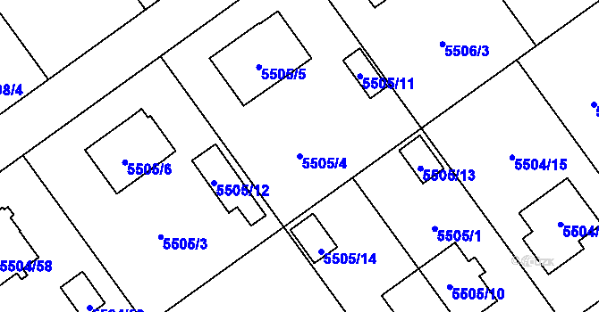 Parcela st. 5505/4 v KÚ Jihlava, Katastrální mapa