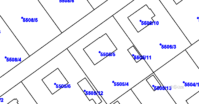 Parcela st. 5505/5 v KÚ Jihlava, Katastrální mapa