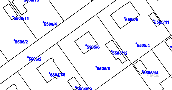 Parcela st. 5505/6 v KÚ Jihlava, Katastrální mapa