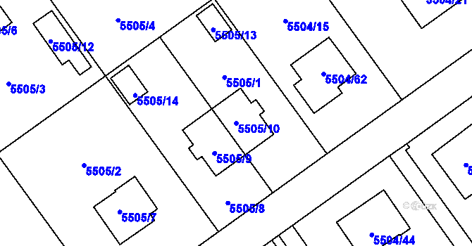 Parcela st. 5505/10 v KÚ Jihlava, Katastrální mapa