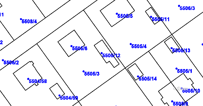 Parcela st. 5505/12 v KÚ Jihlava, Katastrální mapa