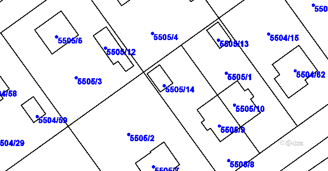 Parcela st. 5505/14 v KÚ Jihlava, Katastrální mapa