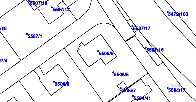 Parcela st. 5506/6 v KÚ Jihlava, Katastrální mapa