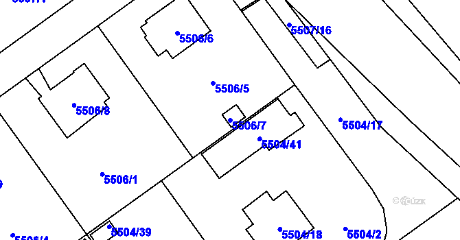 Parcela st. 5506/7 v KÚ Jihlava, Katastrální mapa