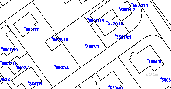 Parcela st. 5507/1 v KÚ Jihlava, Katastrální mapa