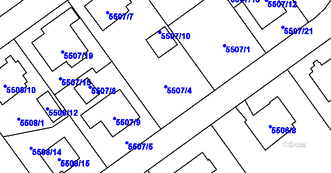 Parcela st. 5507/4 v KÚ Jihlava, Katastrální mapa