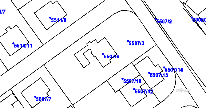 Parcela st. 5507/6 v KÚ Jihlava, Katastrální mapa