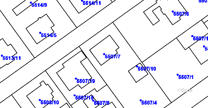Parcela st. 5507/7 v KÚ Jihlava, Katastrální mapa