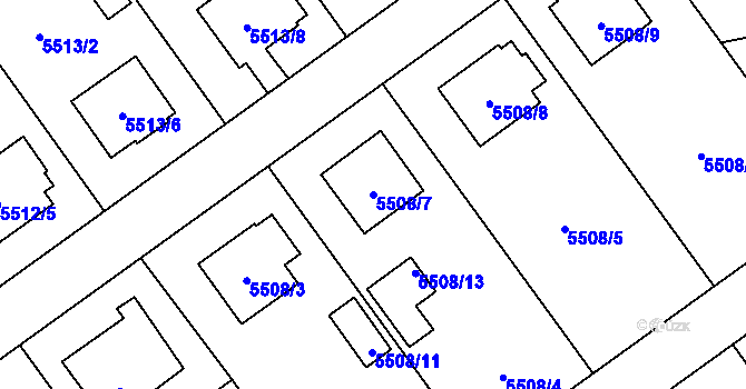 Parcela st. 5508/7 v KÚ Jihlava, Katastrální mapa