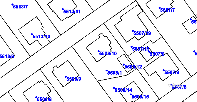 Parcela st. 5508/10 v KÚ Jihlava, Katastrální mapa