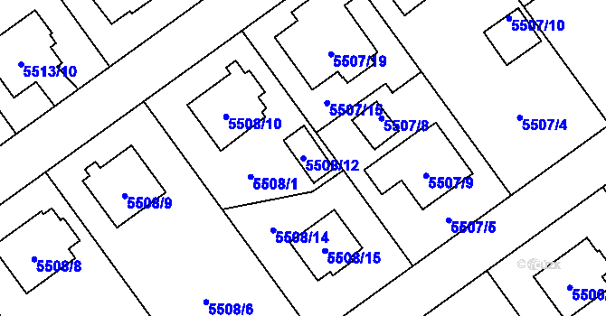 Parcela st. 5508/12 v KÚ Jihlava, Katastrální mapa