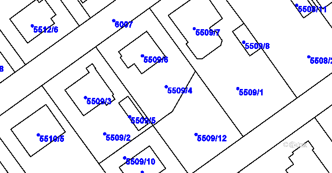 Parcela st. 5509/4 v KÚ Jihlava, Katastrální mapa