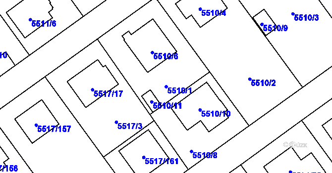 Parcela st. 5510/1 v KÚ Jihlava, Katastrální mapa