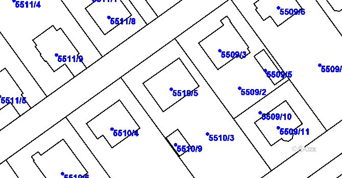 Parcela st. 5510/5 v KÚ Jihlava, Katastrální mapa