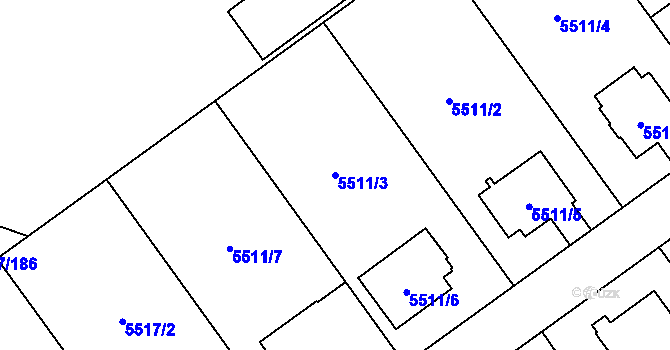 Parcela st. 5511/3 v KÚ Jihlava, Katastrální mapa