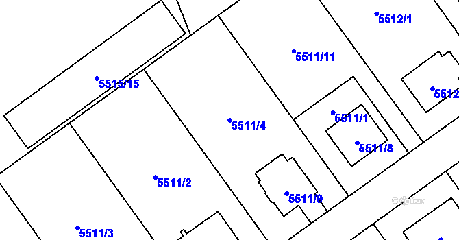 Parcela st. 5511/4 v KÚ Jihlava, Katastrální mapa