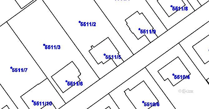 Parcela st. 5511/5 v KÚ Jihlava, Katastrální mapa