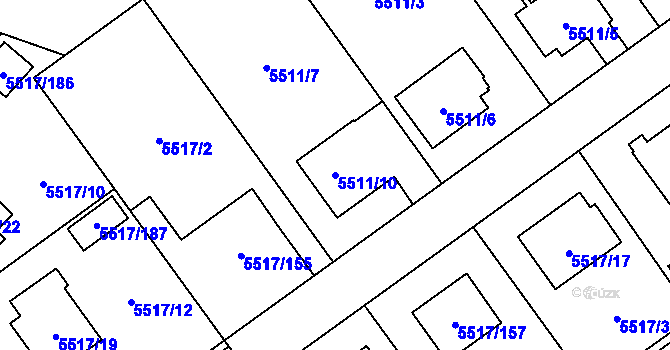 Parcela st. 5511/10 v KÚ Jihlava, Katastrální mapa