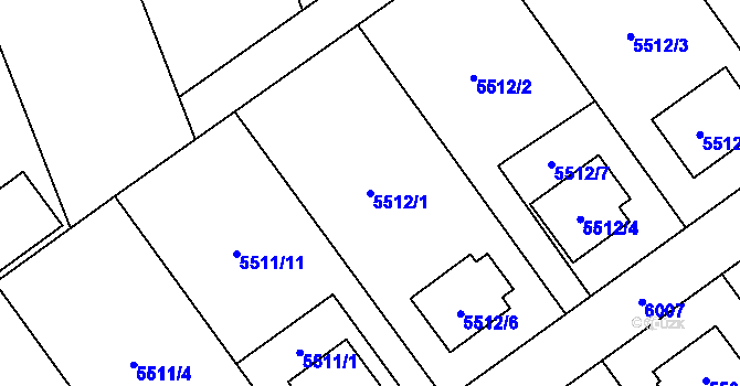 Parcela st. 5512/1 v KÚ Jihlava, Katastrální mapa
