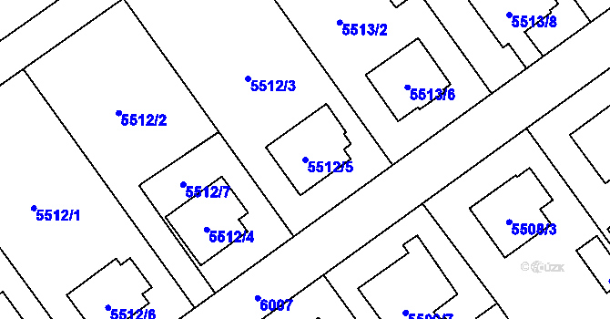 Parcela st. 5512/5 v KÚ Jihlava, Katastrální mapa