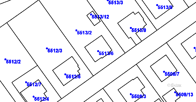 Parcela st. 5513/6 v KÚ Jihlava, Katastrální mapa