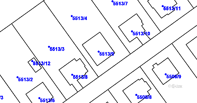 Parcela st. 5513/9 v KÚ Jihlava, Katastrální mapa