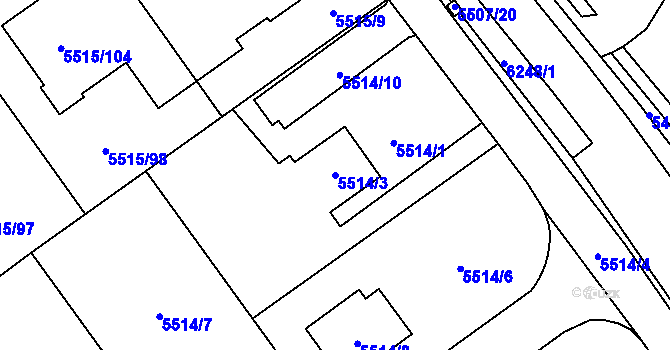 Parcela st. 5514/3 v KÚ Jihlava, Katastrální mapa