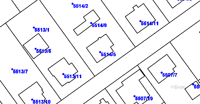 Parcela st. 5514/5 v KÚ Jihlava, Katastrální mapa