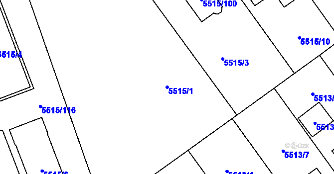 Parcela st. 5515/1 v KÚ Jihlava, Katastrální mapa