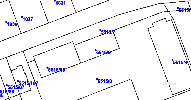Parcela st. 5515/5 v KÚ Jihlava, Katastrální mapa