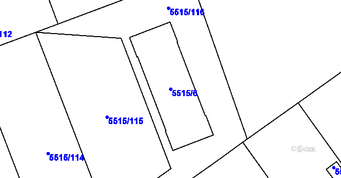 Parcela st. 5515/6 v KÚ Jihlava, Katastrální mapa