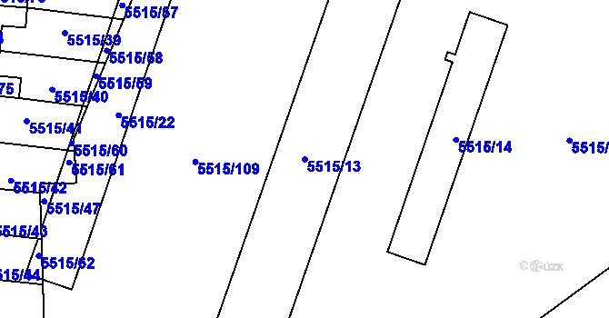 Parcela st. 5515/13 v KÚ Jihlava, Katastrální mapa