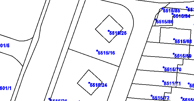 Parcela st. 5515/16 v KÚ Jihlava, Katastrální mapa