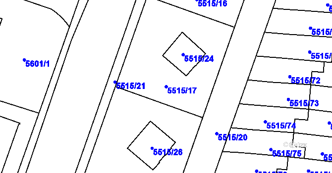 Parcela st. 5515/17 v KÚ Jihlava, Katastrální mapa