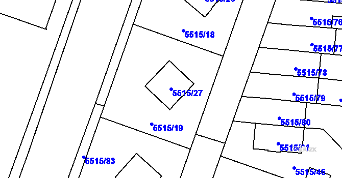 Parcela st. 5515/27 v KÚ Jihlava, Katastrální mapa