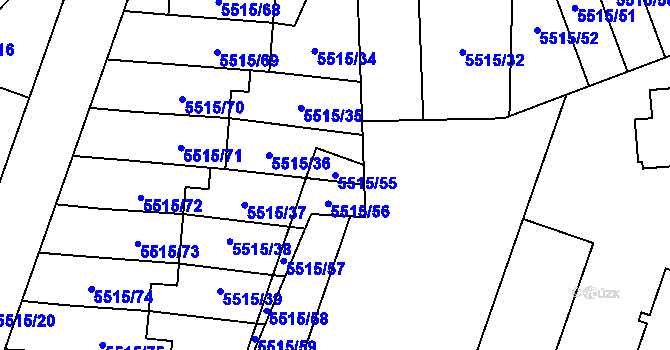 Parcela st. 5515/55 v KÚ Jihlava, Katastrální mapa
